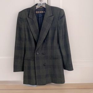 Escada Vintage green/blue plaid blazer